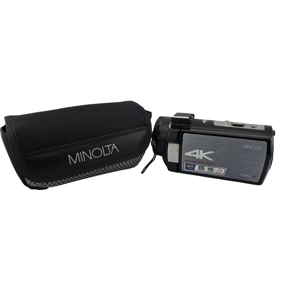 Minolta MN4K20NV 4K‎ Camcorder Infrared Night Vision Black Blue As Is Parts Only